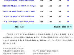 硅片產(chǎn)出略低于預(yù)期 價格持穩(wěn)運(yùn)行（2025年2月6日）